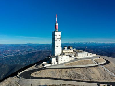 Mont Ventoux Observatory in France under clear blue skies