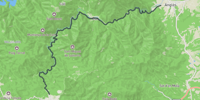 Sant Hilary Sacalm from Anglès elevation profile