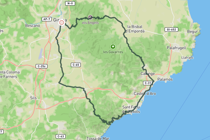 Big coastal loop from Girona route map