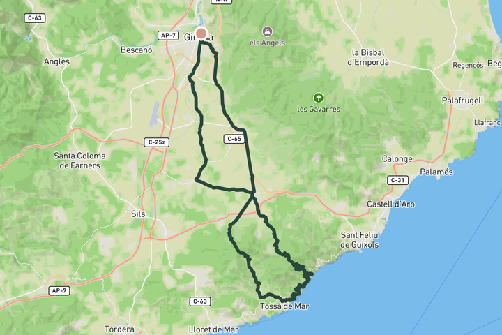 Loop to the Costa Brava route map