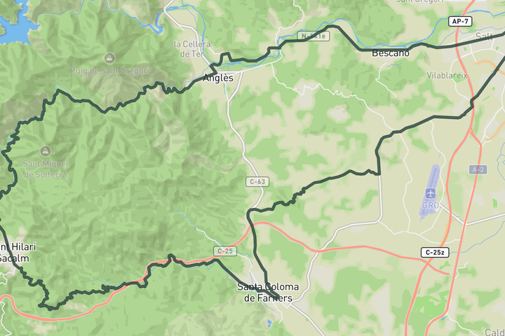 Osor Road loop route map