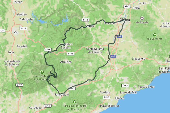 cycling map for Turó de l’Home - Montseny Natural Park