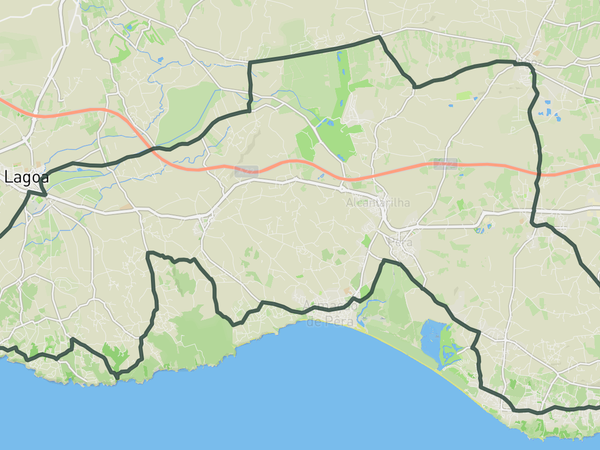 Algarve Central Coast Loop route map