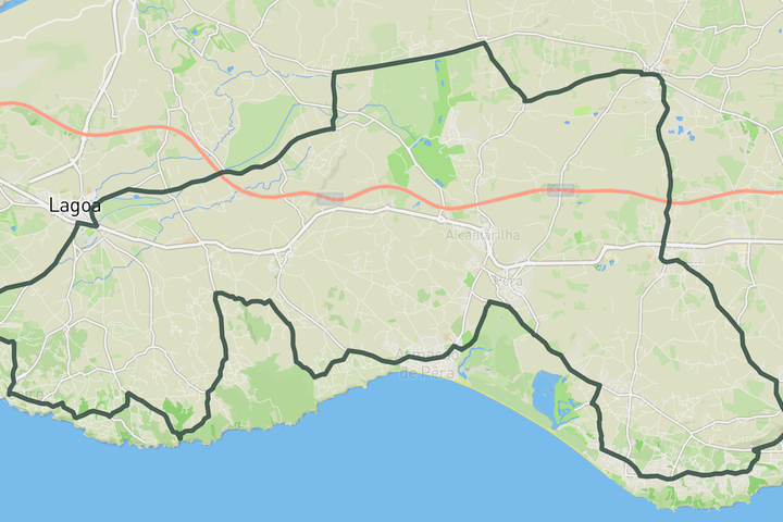 cycling map for Algarve Central Coast Loop