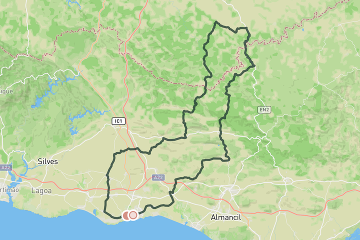 Over the Barrocal and back route map