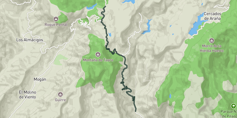 Cruz de San Antonio via Salto del Perro elevation profile