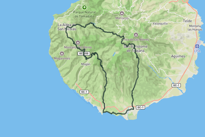 cycling map for Big Epic Loop - South of Gran Canaria