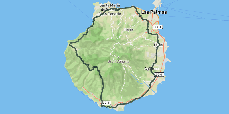 Full loop around Gran Canaria route preview