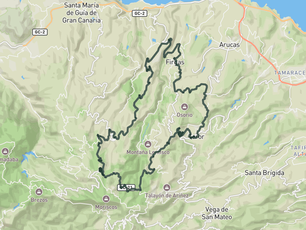 Moya and Alto de Los Moriscos from Teror route map