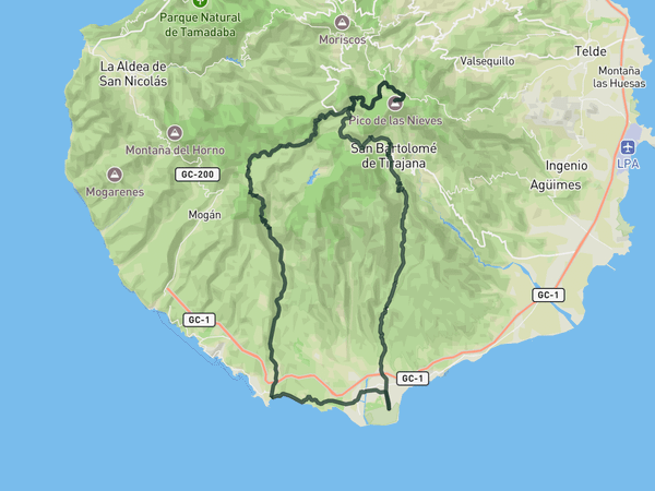 Pico de las Nieves from Maspalomas route map