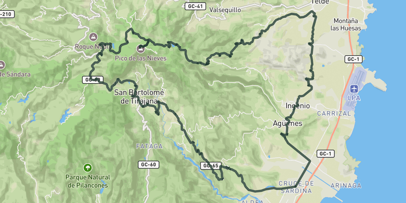 Pico de las Nieves loop route preview