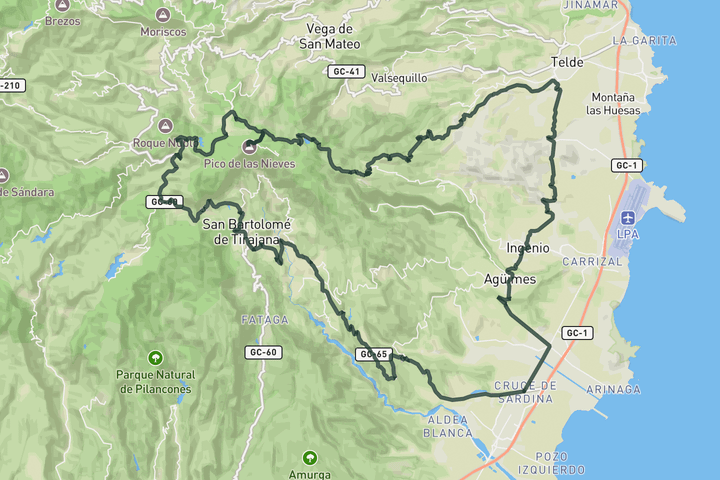 cycling map for Pico de las Nieves loop
