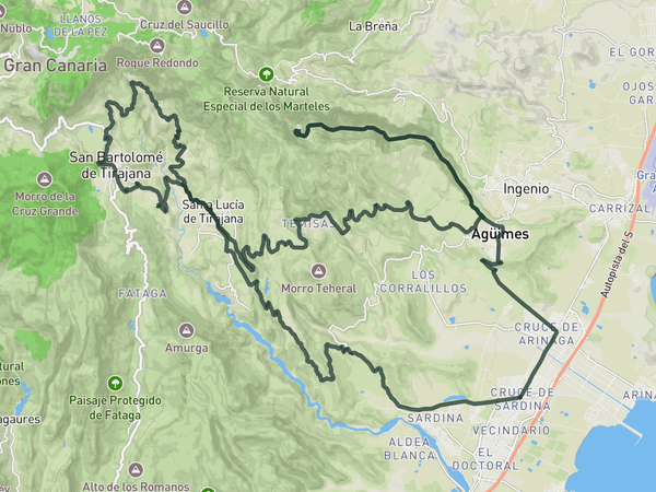 Risco Blanca and Guayadeque Gorge route map