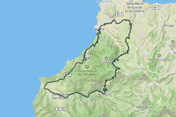 cycling map for Tamada Natural Park Loop