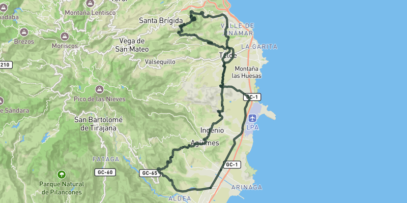 Telde and Bandama from Vecindario route preview