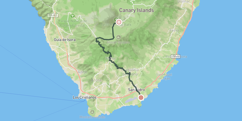 El Teide from El Médano elevation profile