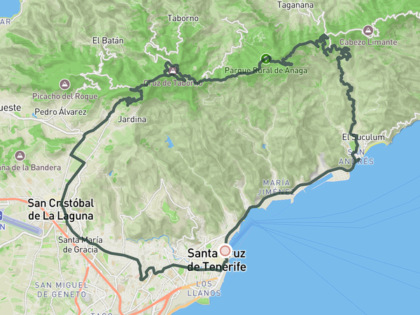 Bailadero - Anaga Mountains route map