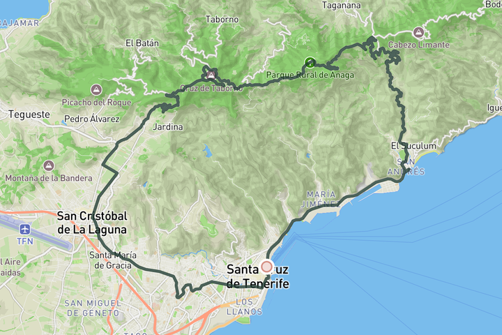 Bailadero - Anaga Mountains route map