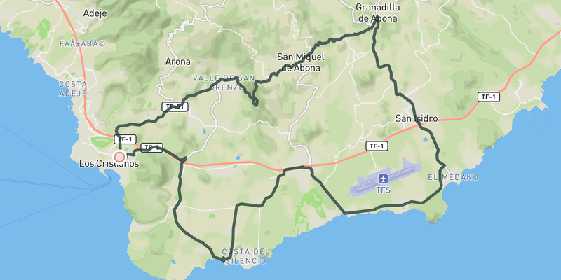 Coastal loop to San Miguel route preview