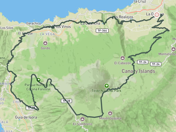 The North Side of El Teide route map