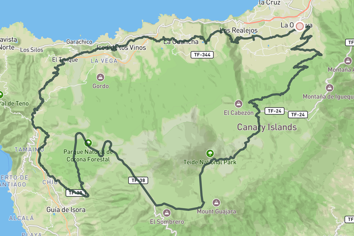 cycling map for The North Side of El Teide