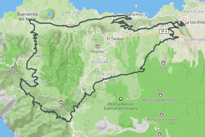 cycling map for The Teno Mountains