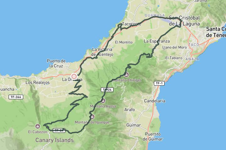 cycling map for Up and dooooowwwn el Teide