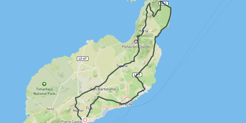 Mirador del Río via Órzola from Puerto del Carmen route preview