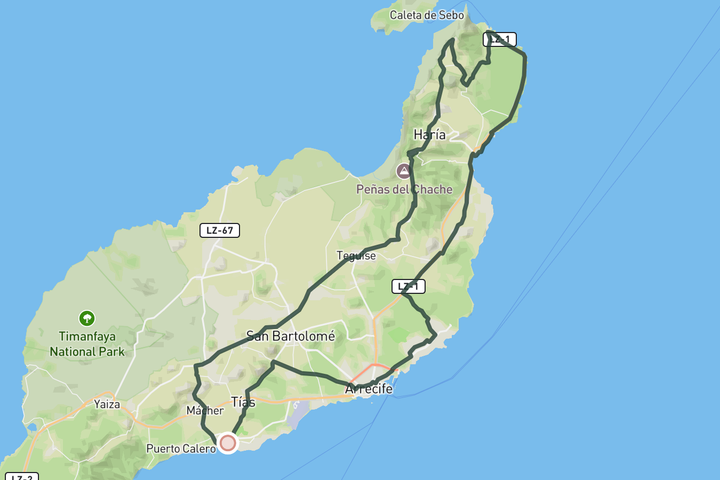 Mirador del Río via Órzola from Puerto del Carmen route map