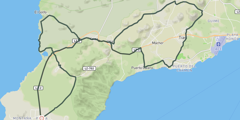 Southern Route from Playa Blanca route preview