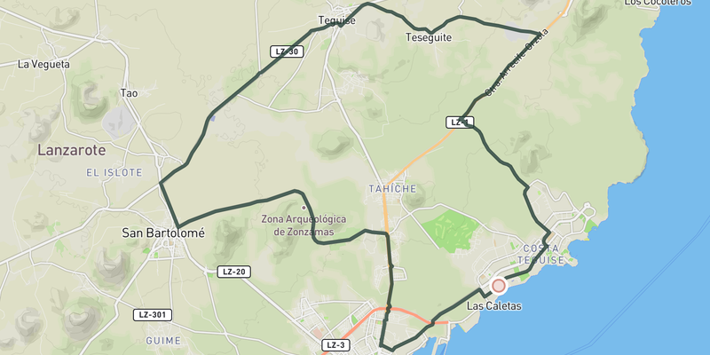 Teguise and Arrecife from Costa Teguise route preview