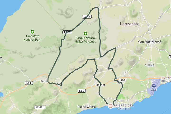 cycling map for Timanfaya Coffee Loop