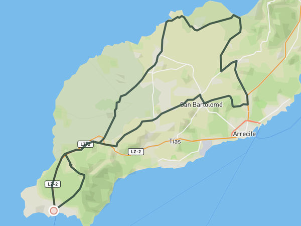 Timanfaya, La Santa and Famara from Playa Blanca route map