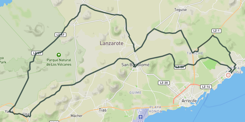 Timanfaya from Costa Teguise route preview