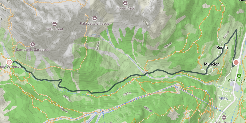 Climb to Rifugio Gardeccia elevation profile