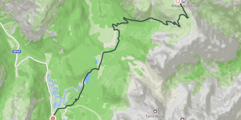 Tre Cime di Lavaredo elevation profile
