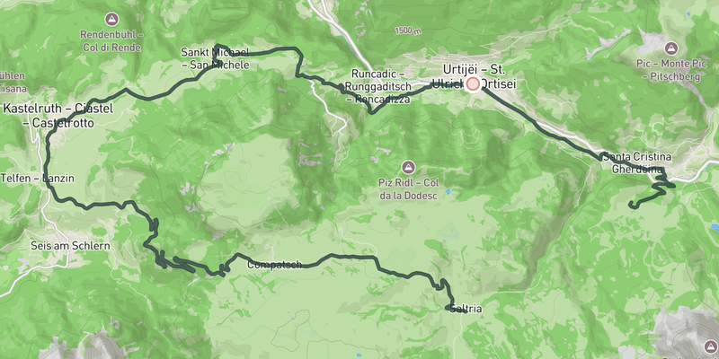 Alpe di Siusi and Monte Pana from Ortisei route preview