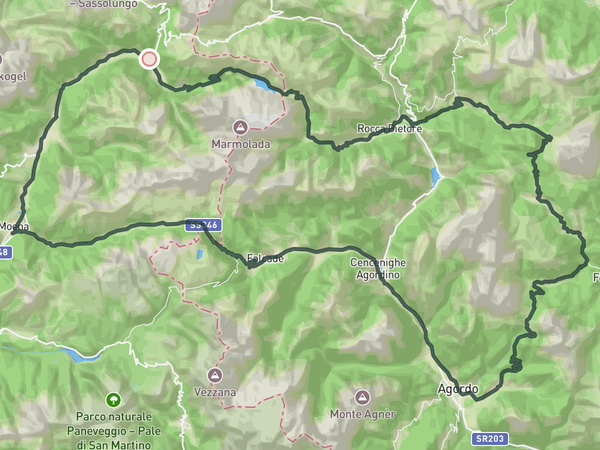 Around the Marmolada and Civetta route map