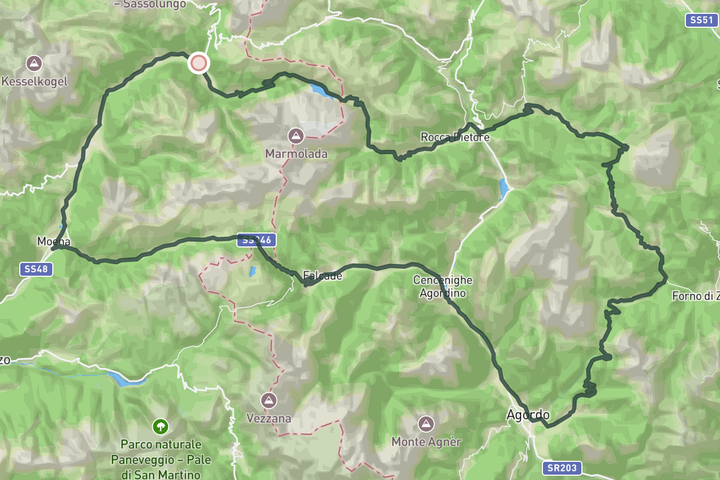 cycling map for Around the Marmolada and Civetta