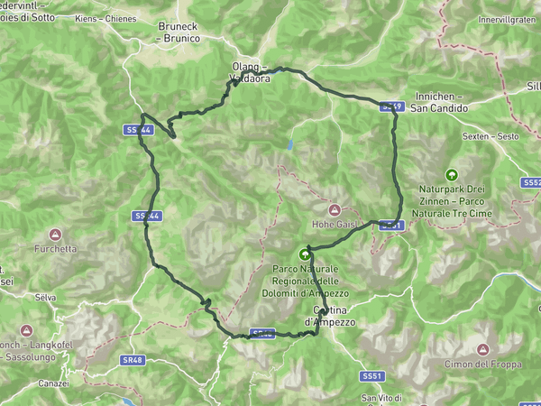 Around the Puez-Geisler Nature park route map