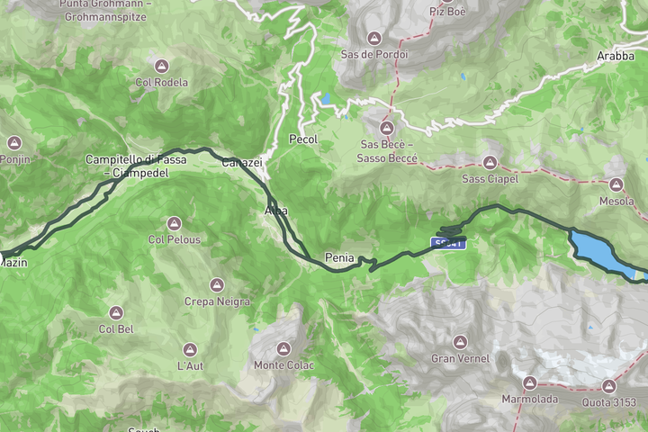 cycling map for Fedaia's Velodrome