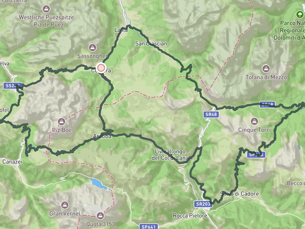 Maratona dles Dolomites route map