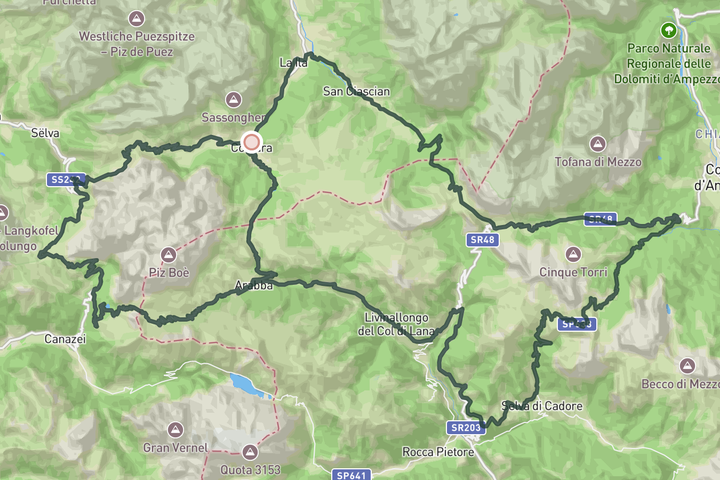 cycling map for Maratona dles Dolomites