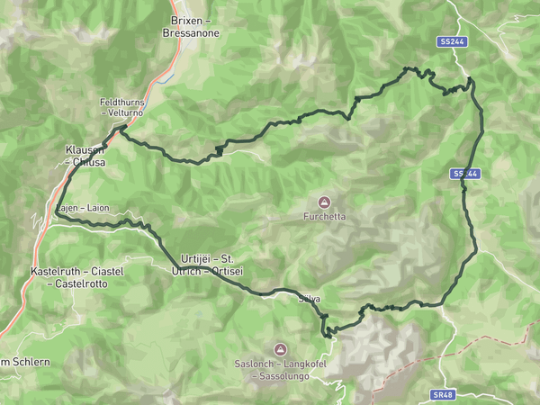 Passo delle Erbe & Gardena Pass route map