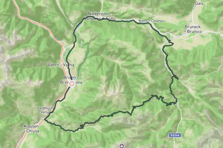 Passo delle Erbe loop from Bressanone route map