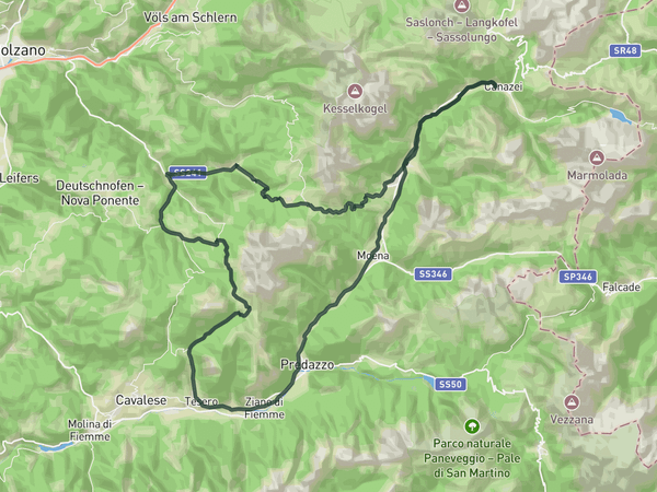 Passo di Pampeago route map