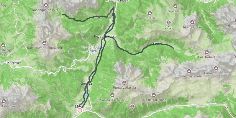 Rifugio Gardeccia and Baita Ciampié route preview