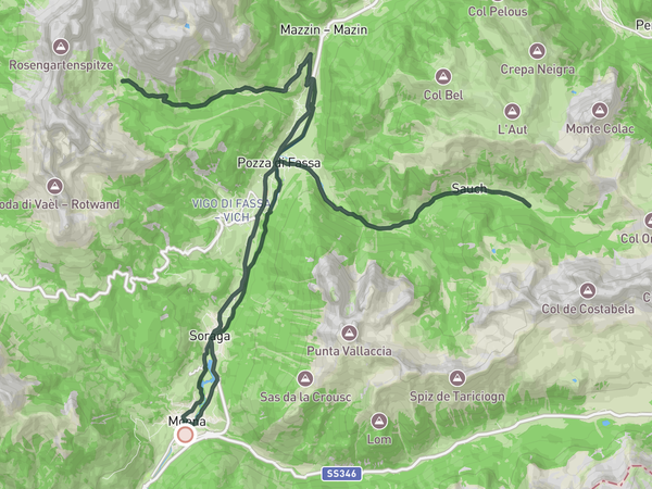 Rifugio Gardeccia and Baita Ciampié route map