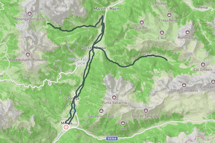 cycling map for Rifugio Gardeccia and Baita Ciampié
