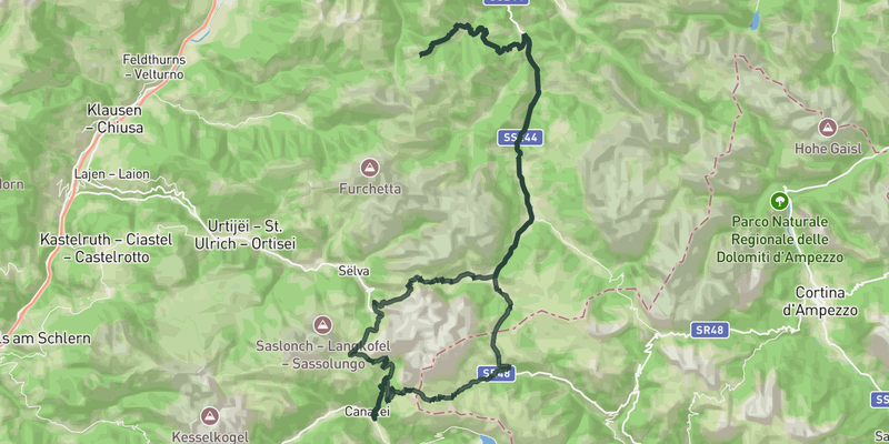 Sella Ronda + Passo delle Erbe route preview